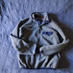 Patagonia Gray and Navy Synchilla Fleece Pullover